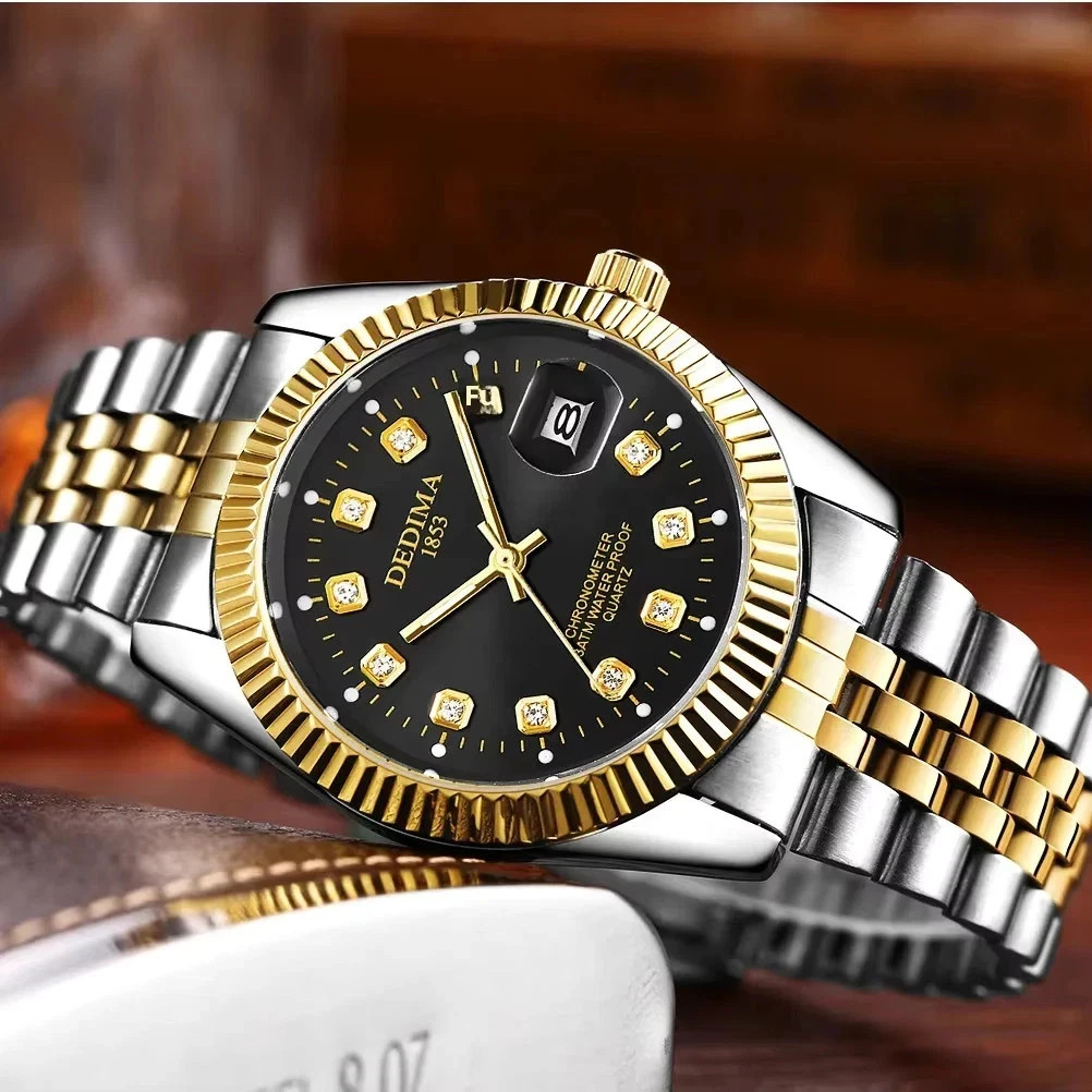 DEDIMA 1853 Mens Luxury Watch Quartz Water Resistant Wrist Watch Mens Fashion