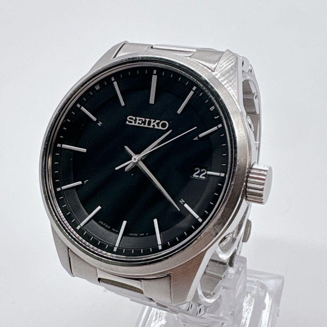 SEIKO Solar Radio Watch 7B24 0BR0 Black Dial with Box