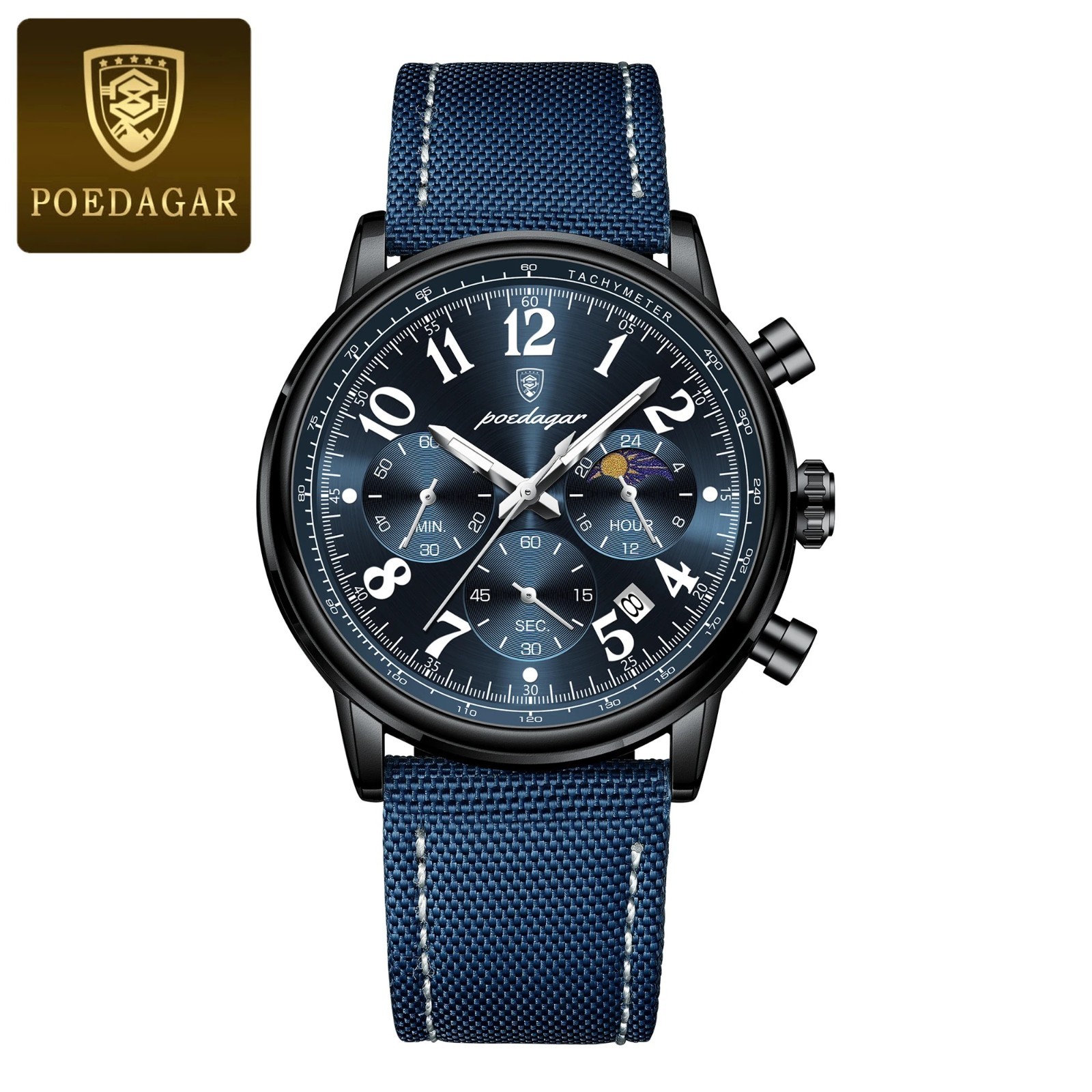 POEDAGAR Luxury Sports Military Men Watch Waterproof Luminous Chronograph Nylon
