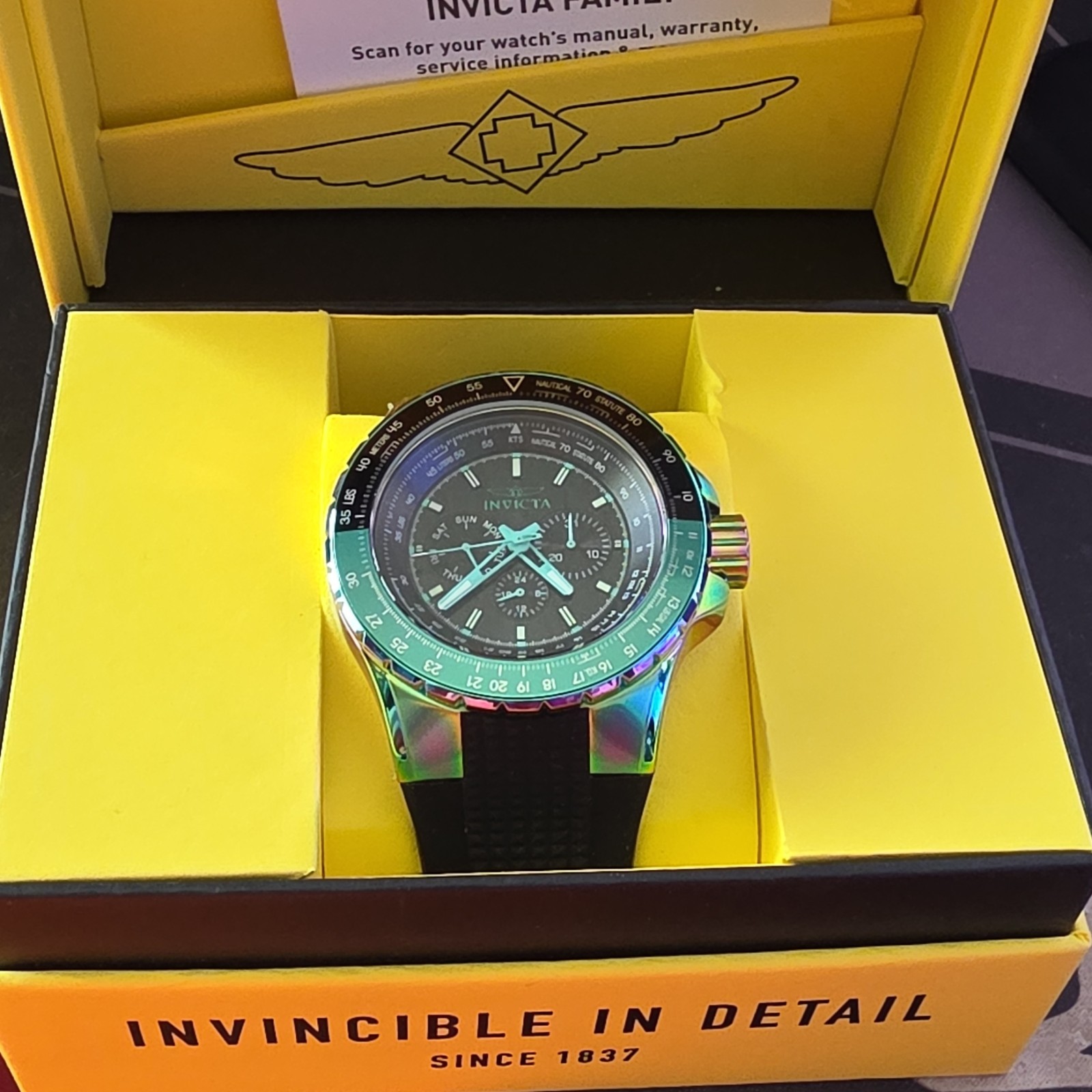 Invicta Men’s Aviator Skyshock Watch Black Dial Multicolor Case 50mm