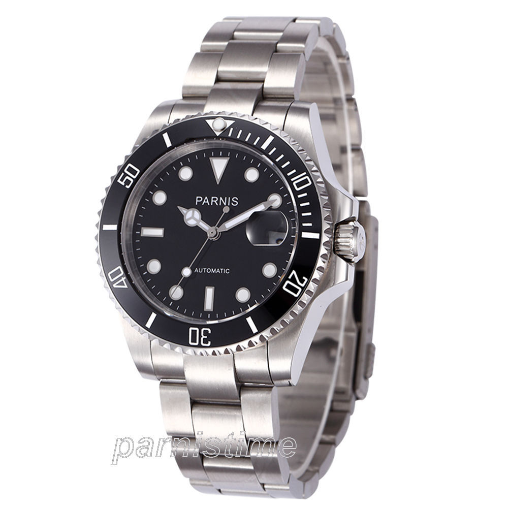 40mm Parnis Sapphire Glass Miyota Automatic Movement Men’s Watch Rotating Bezel