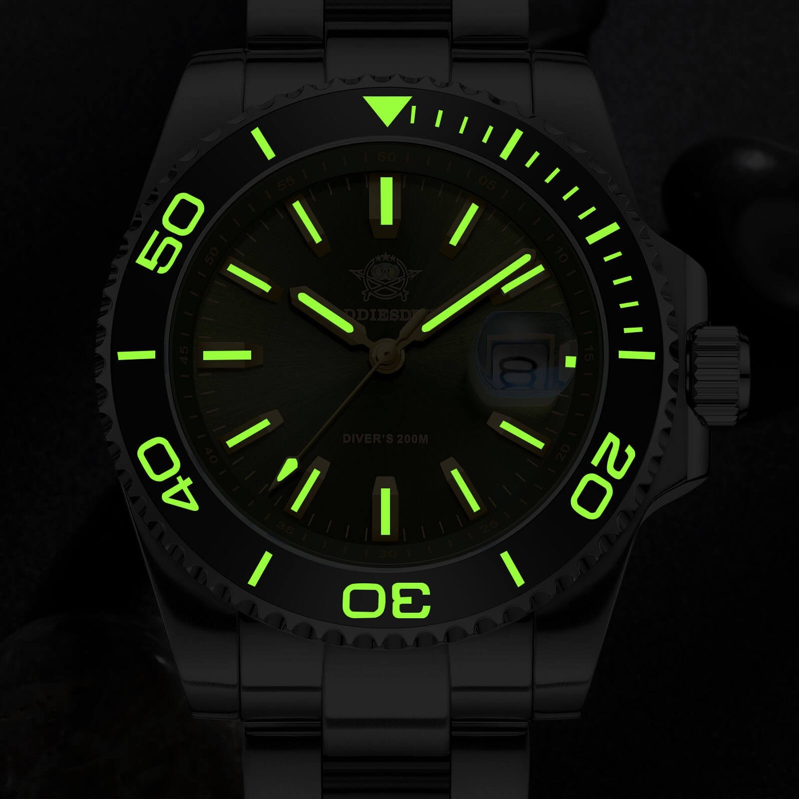 ADDIESDIVE 200M Dive Watch Japanese Quartz 41MM Ceramic Bezel Stainless Steel