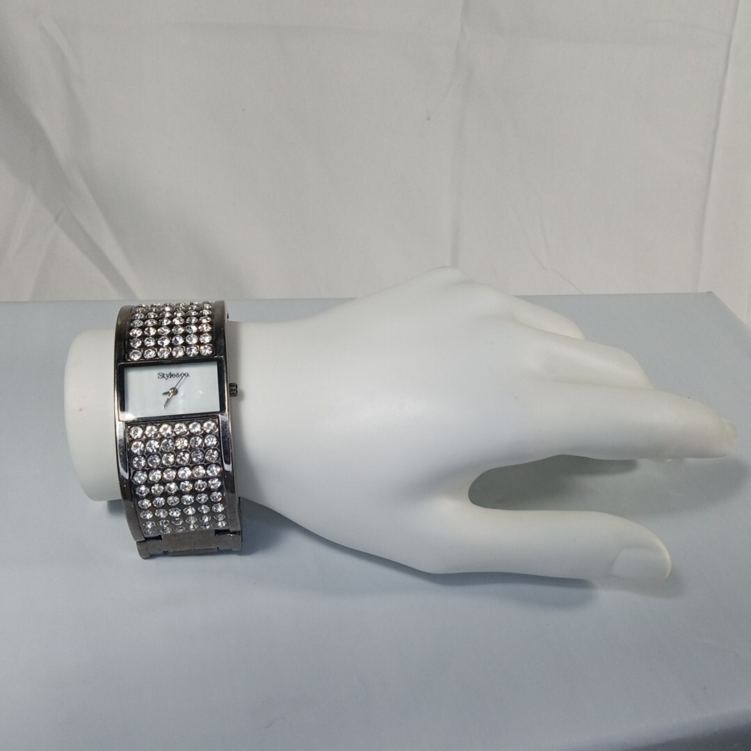 Style & Co Analog Wristwatch with Buckle Band, Quartz Movement, 104 Crystals
