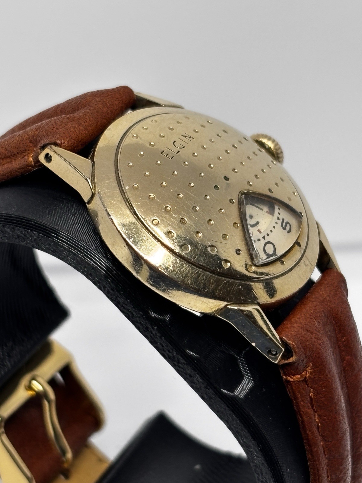 Rare Vintage 1957 Elgin Golf Ball Jump Hour Direct Read Watch USA Cal 717 Runs