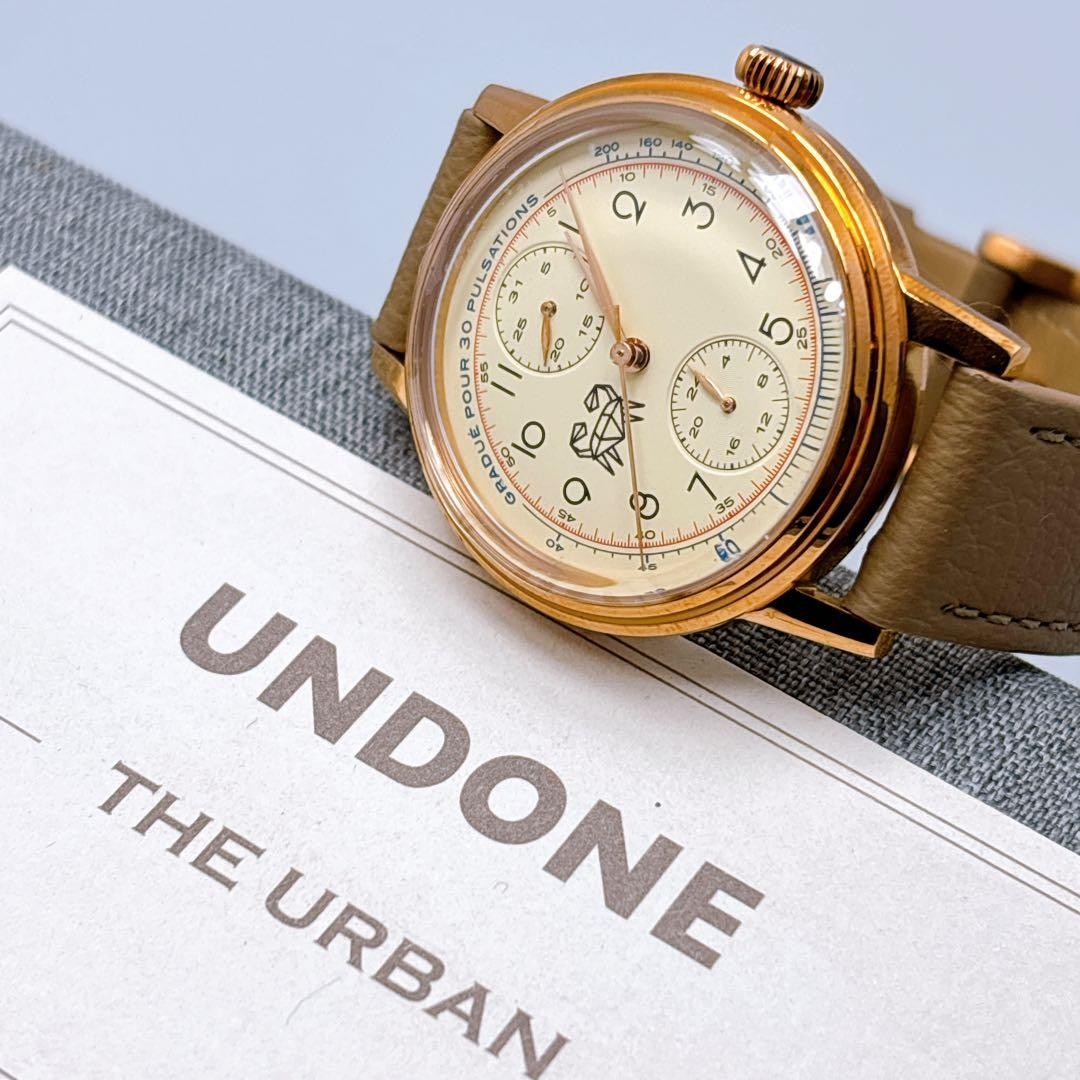 UNDONE 316L Quartz Stainless Steel 33mm Ivory Dial Beige Strap