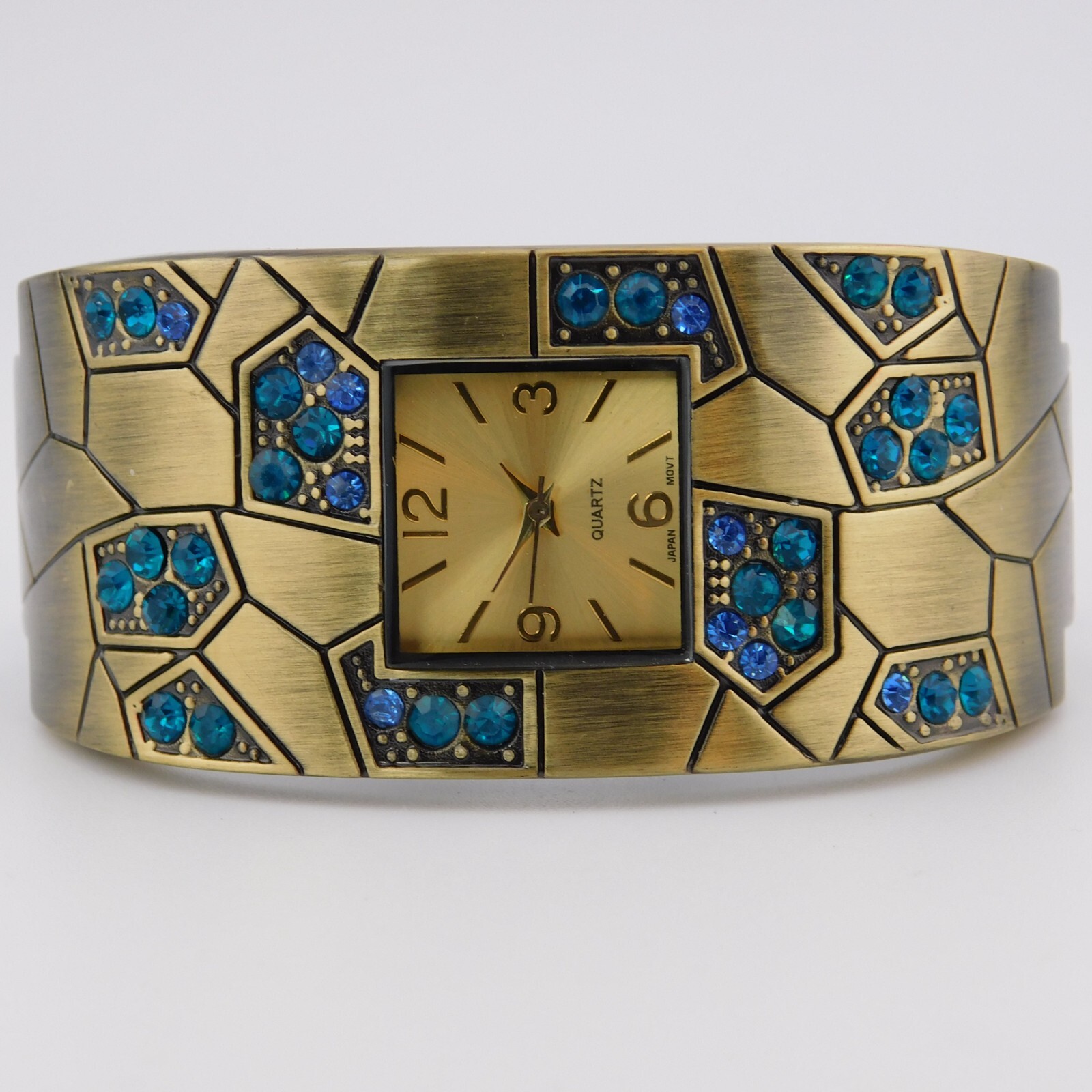 Bronze Tone Cuff Bracelet Quartz Analog Women’s Watch Sz. 6 3/4″ New Battery