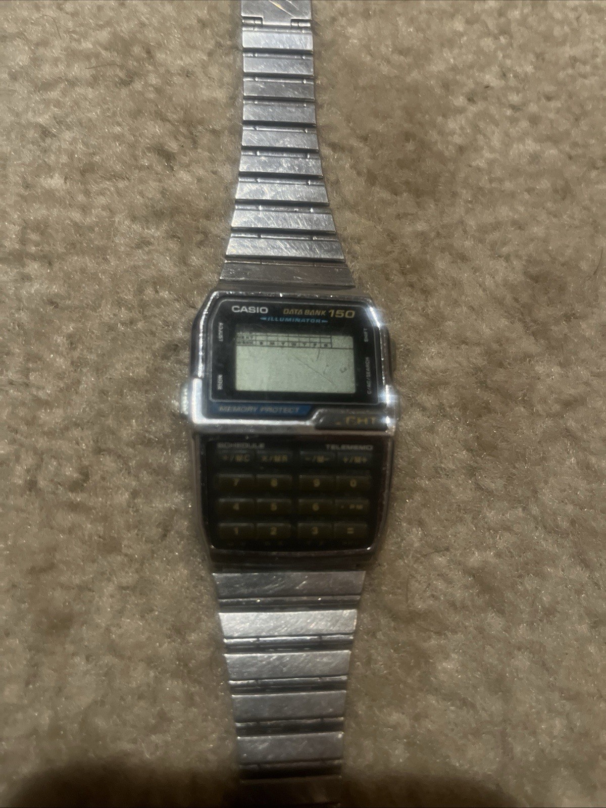 vintage CASIO Calculator data bank 150 DBC-1500 1477 LCD digital WATCH w/ Guide