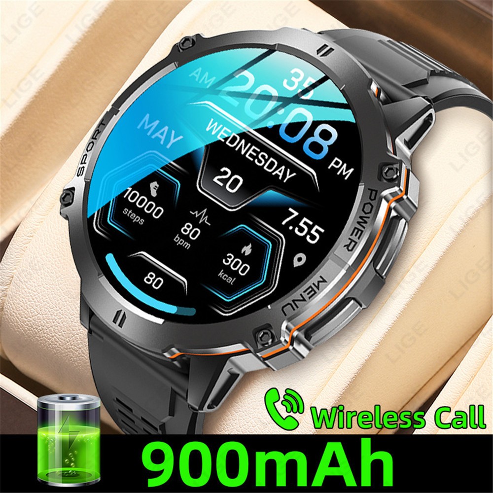 Men Smart Watch 1.73” Altitude Barometer Heart Rate Monitor Outdoor Sport Watch