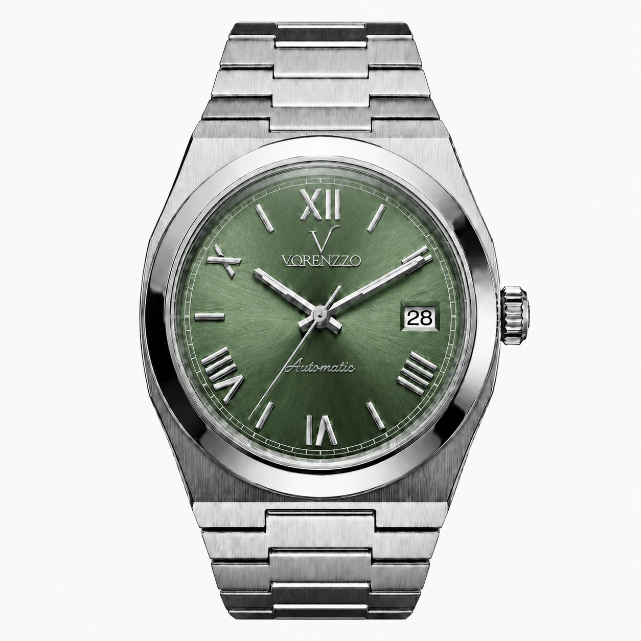 VORENZZO Green Dial NH35 Automatic Watch Sapphire Steel Bracelet