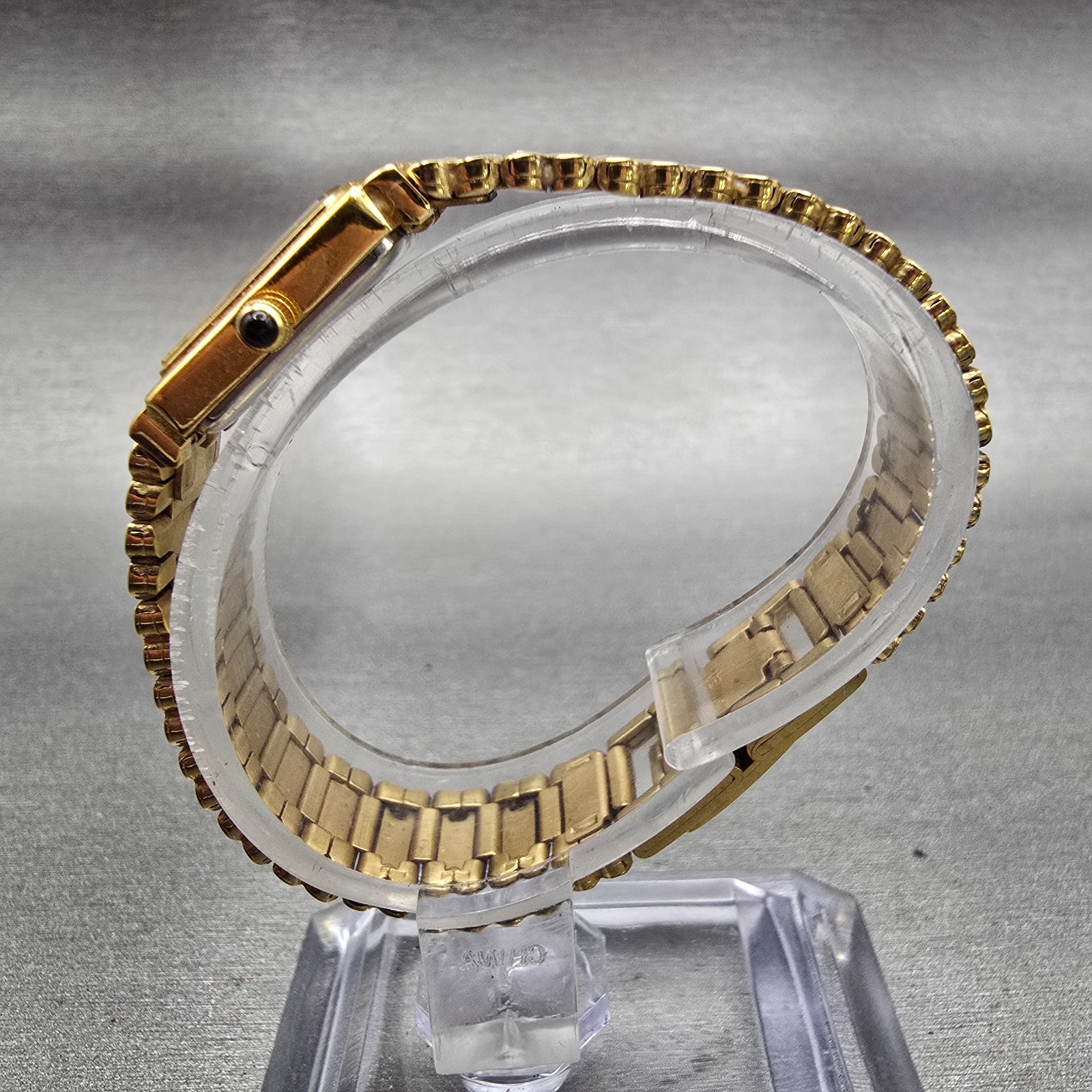 Citizen CQ Watch Women 13mm Black Dial Gold Tone Rectangle 2200-S11917 New Batt
