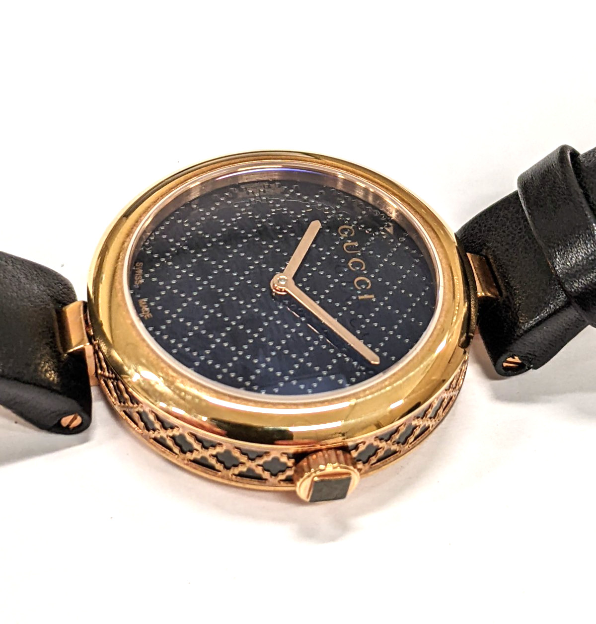 Gucci Diamantissima Rose Gold and Black PVD Case 32mm Quartz Retail: $1,750 NEW
