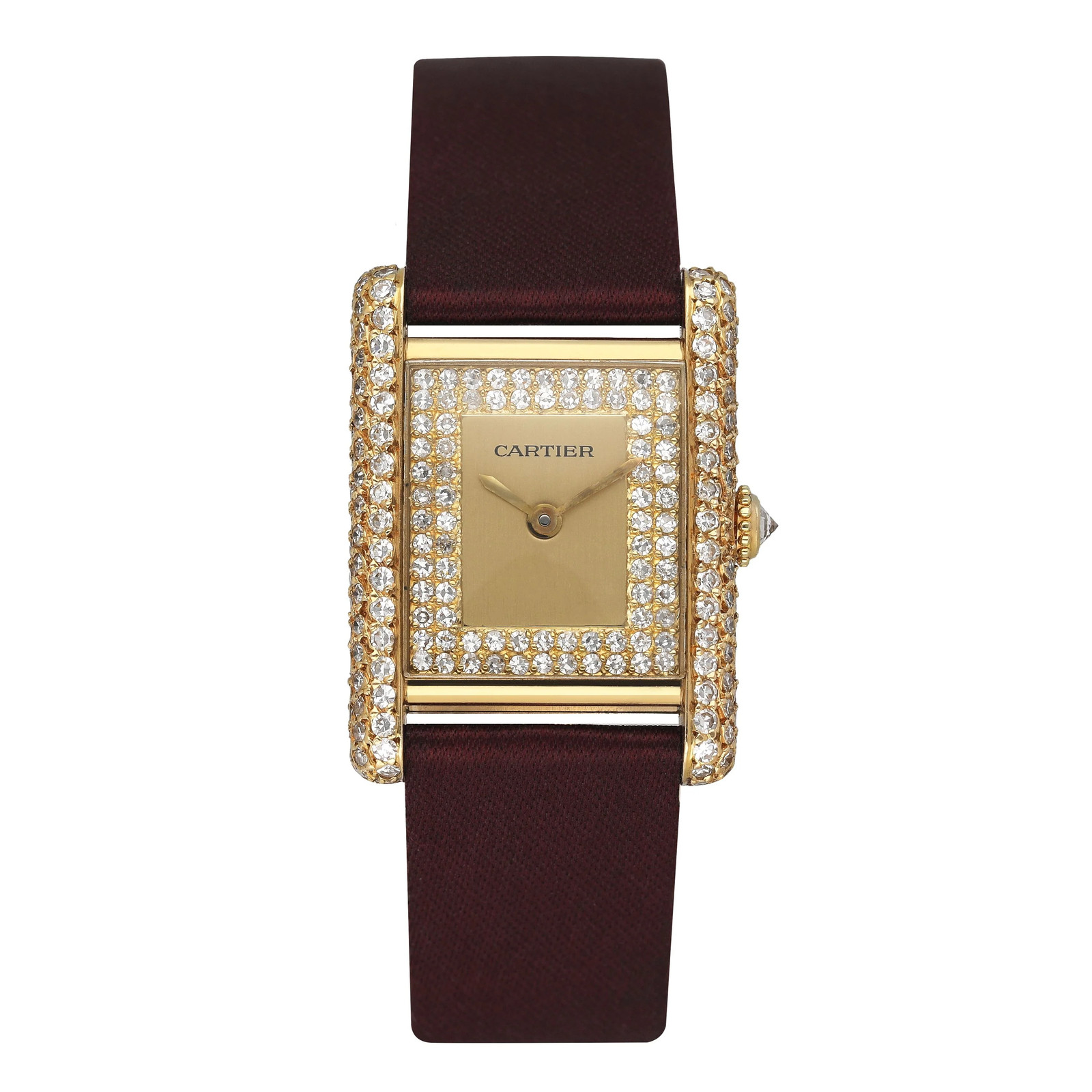 Cartier Tank Louis Paris Diamond 18K Yellow Gold Ladies Watch