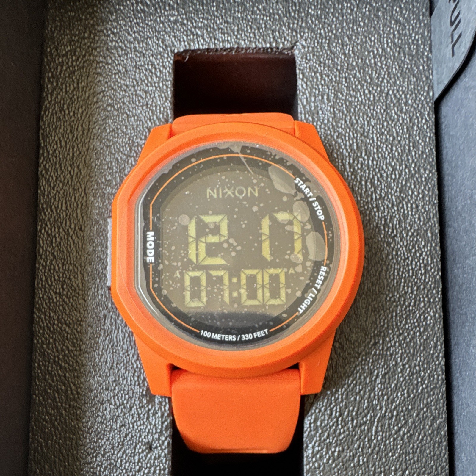 Nixon Disk Digital Quartz Watch 100m Orange Rubber Strap w Box