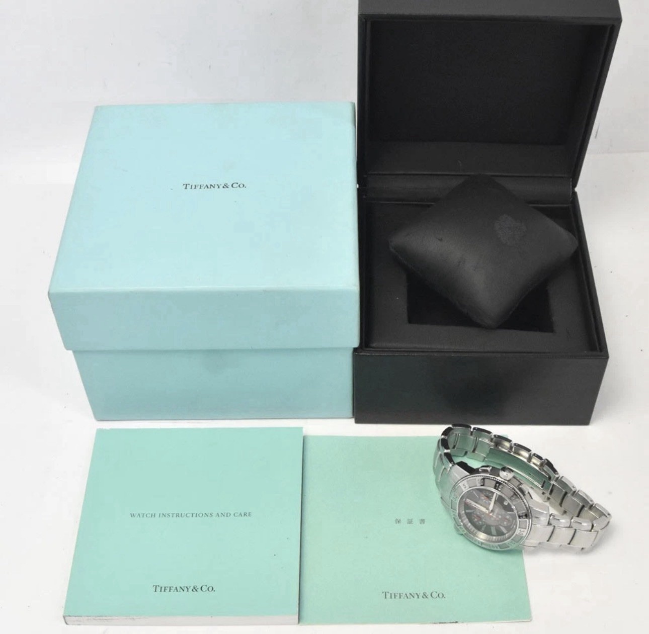 TIFFANY & Co. Mark T-57 17840894 Quartz Chronograph Men’s W/ Boxes Excellent!