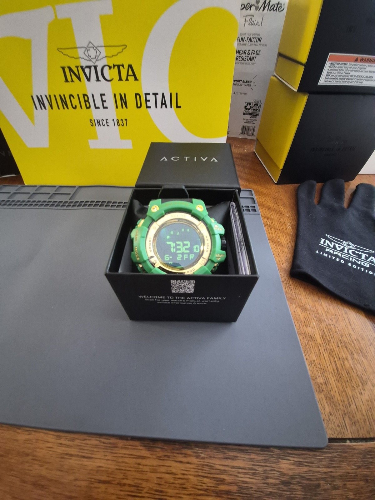 Activa x Invicta Digital Unisex Watch 50mm ACW8082-022 green black band