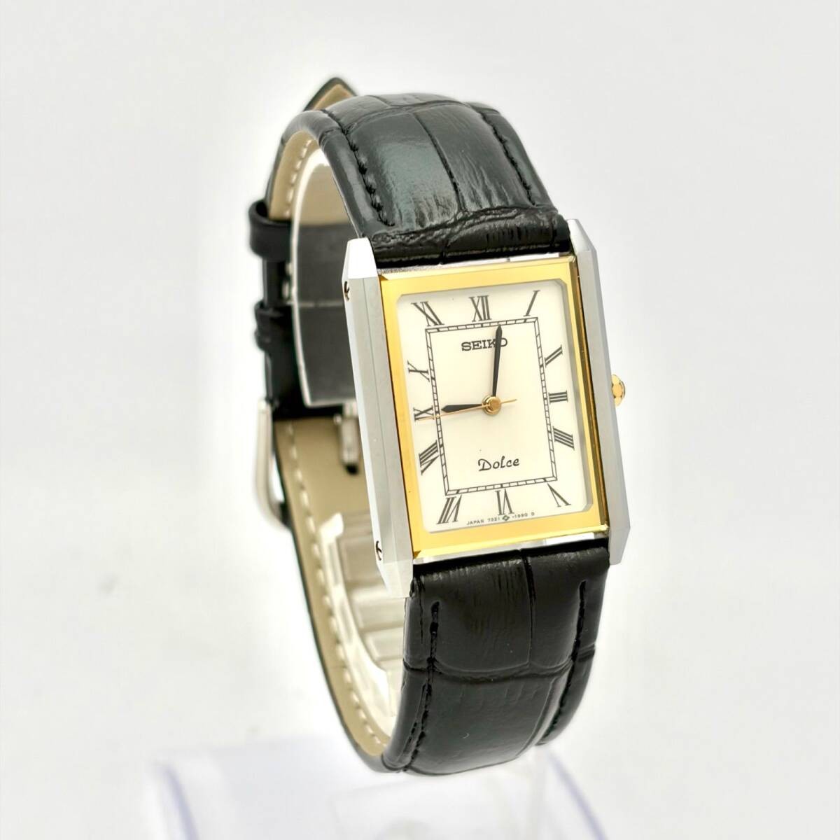 New Battery SEIKO Dolce Men’s Rectangular Roman Watch 7321 6170 890245 New Belt