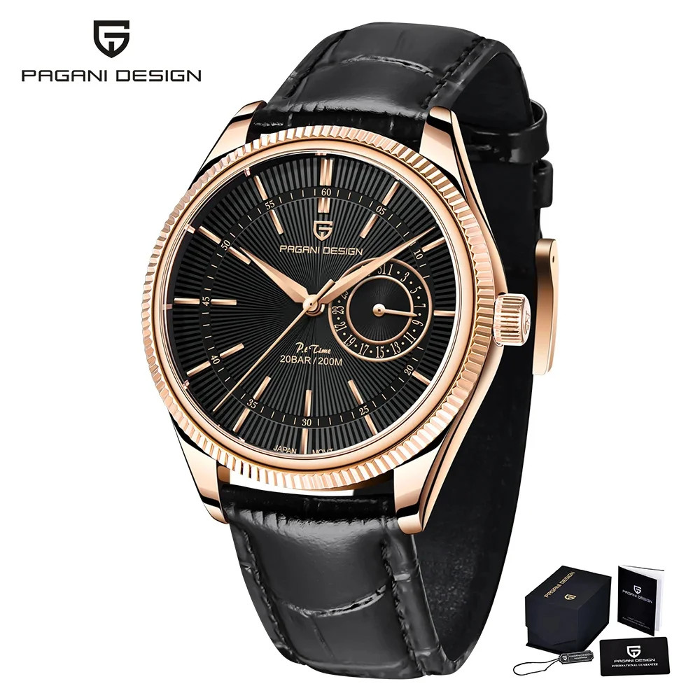 Men’s Pagani Design Quartz Watch VH65 Movement Leather Band Waterproof
