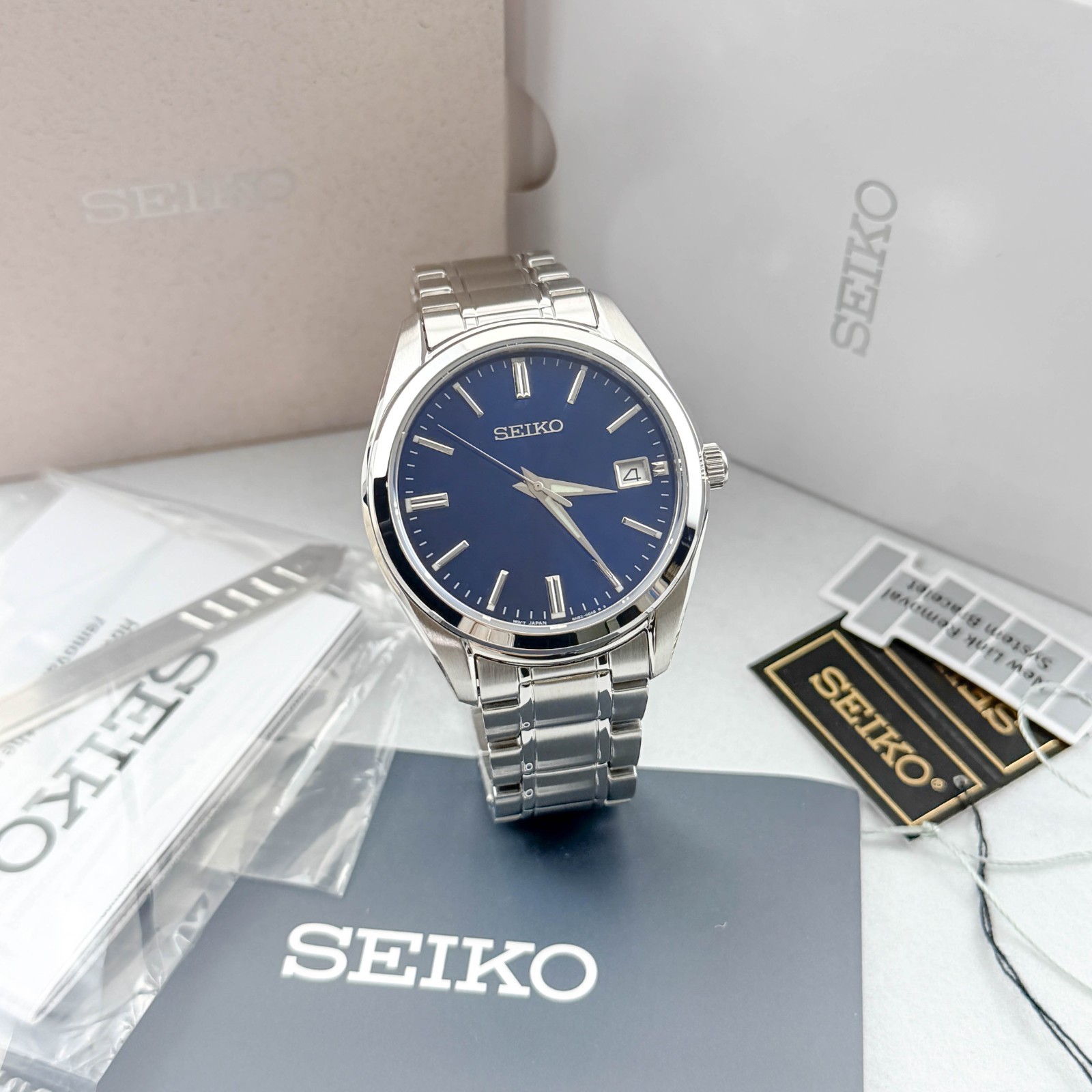Seiko Essentials SUR309 Stainless Steel Men’s Quartz Watch w Blue Dial 40.2mm