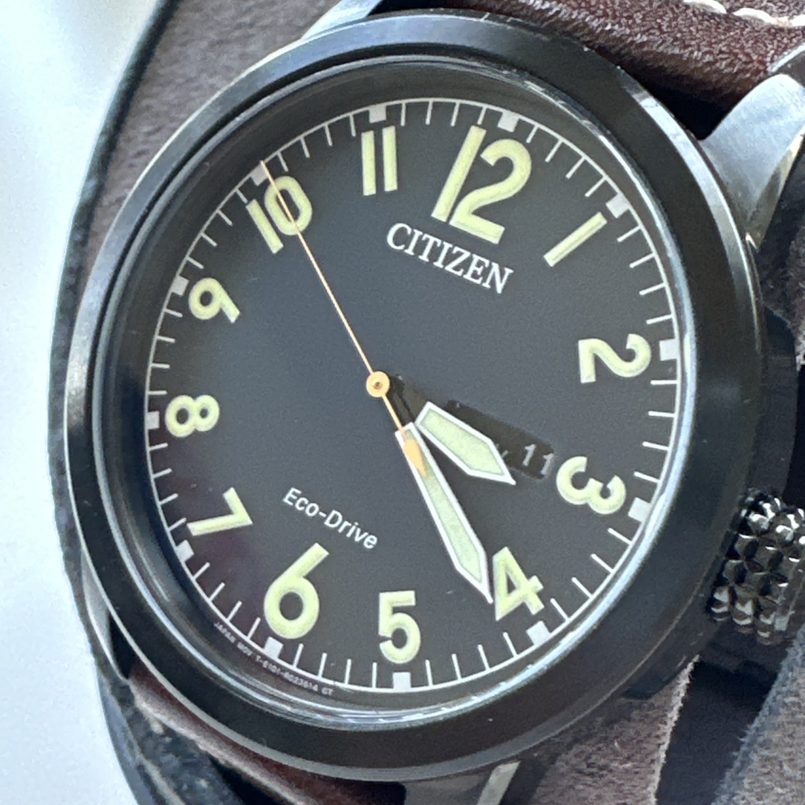 Citizen Men’s Garrison Day Date Window Brown Eco-Drive Watch 42MM BM8478-01L