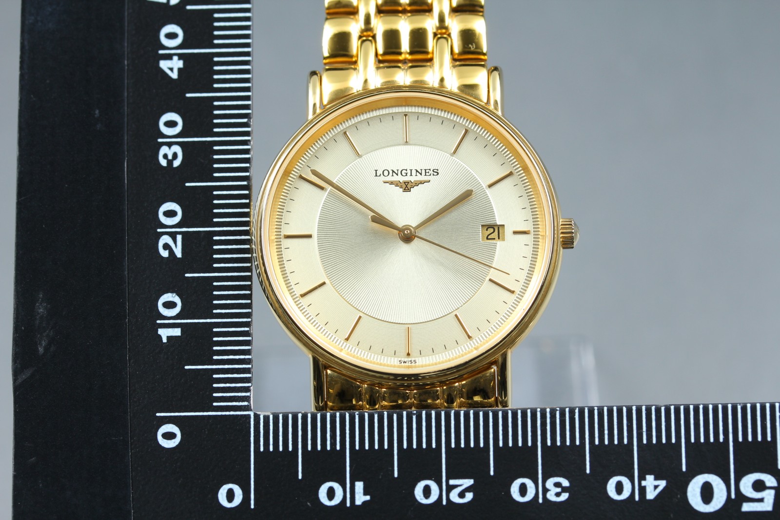 [Near MINT] Vintage LONGINES L4.720.2 Quartz Gold Date Bracelet 33mm Men’s Watch