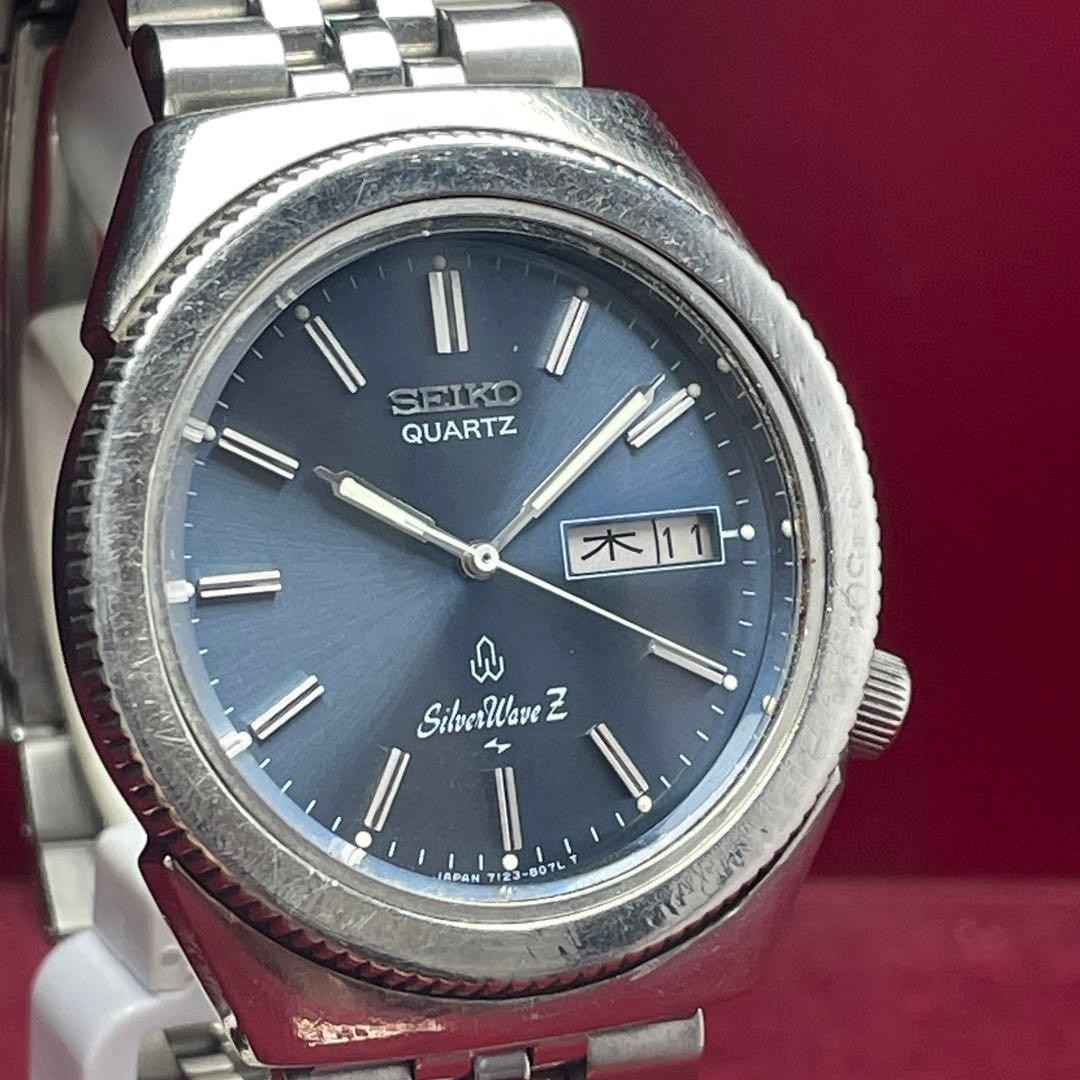 SEIKO Silver Wave Z Diver Style Quartz Watch Blue Dial 1970’s Jubilee Used Japan