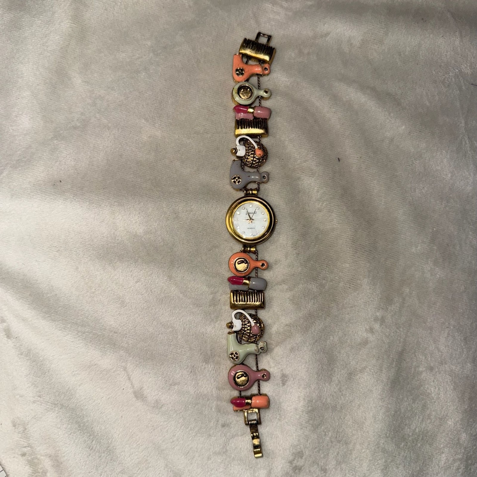 Jennie B Makeover Charm Bracelet Watch with Hairdressing and Beauty Motif