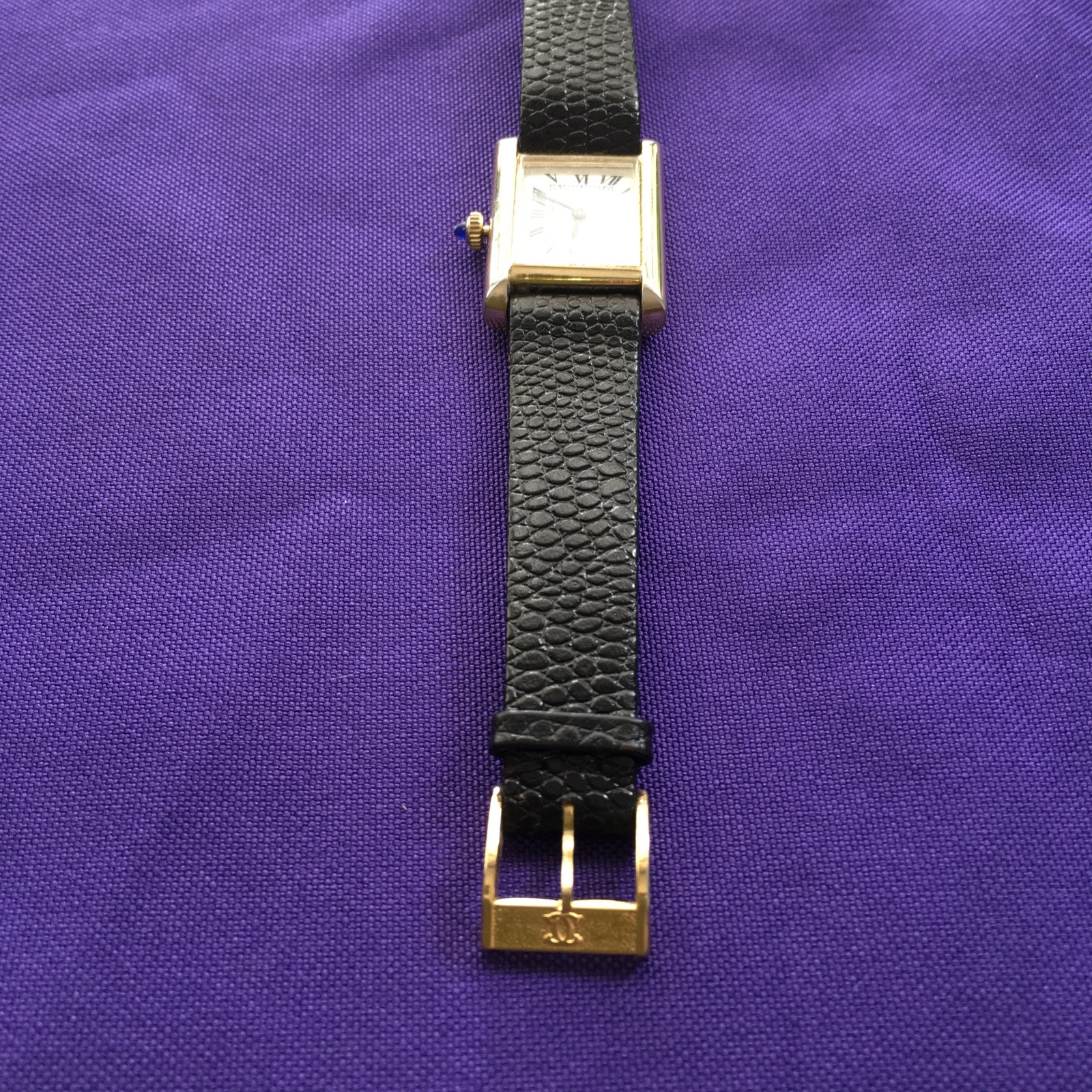 VTG Must de Cartier Tank Vermeil 18K Gold/925 Manual Women Watch Original Buckle