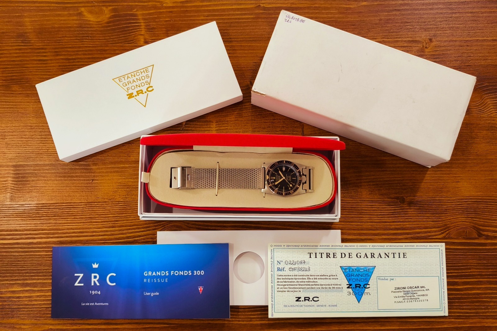 ZRC 1904 GRANDS FONDS HERITAGE AUTOMATIC DIVER 300M. BRAND NEW FULL SET