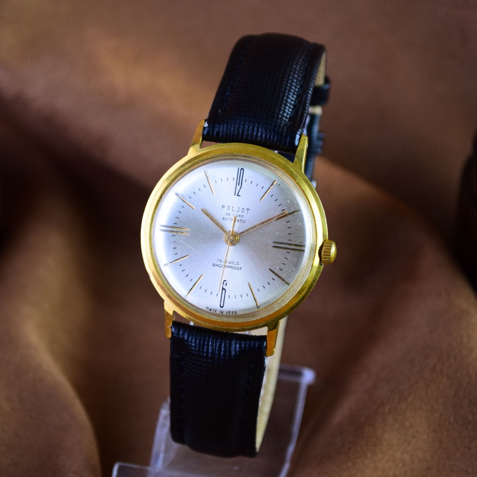Soviet Men’s Watch Poljot Automatic De Luxe Vintage Wristwatch Serviced