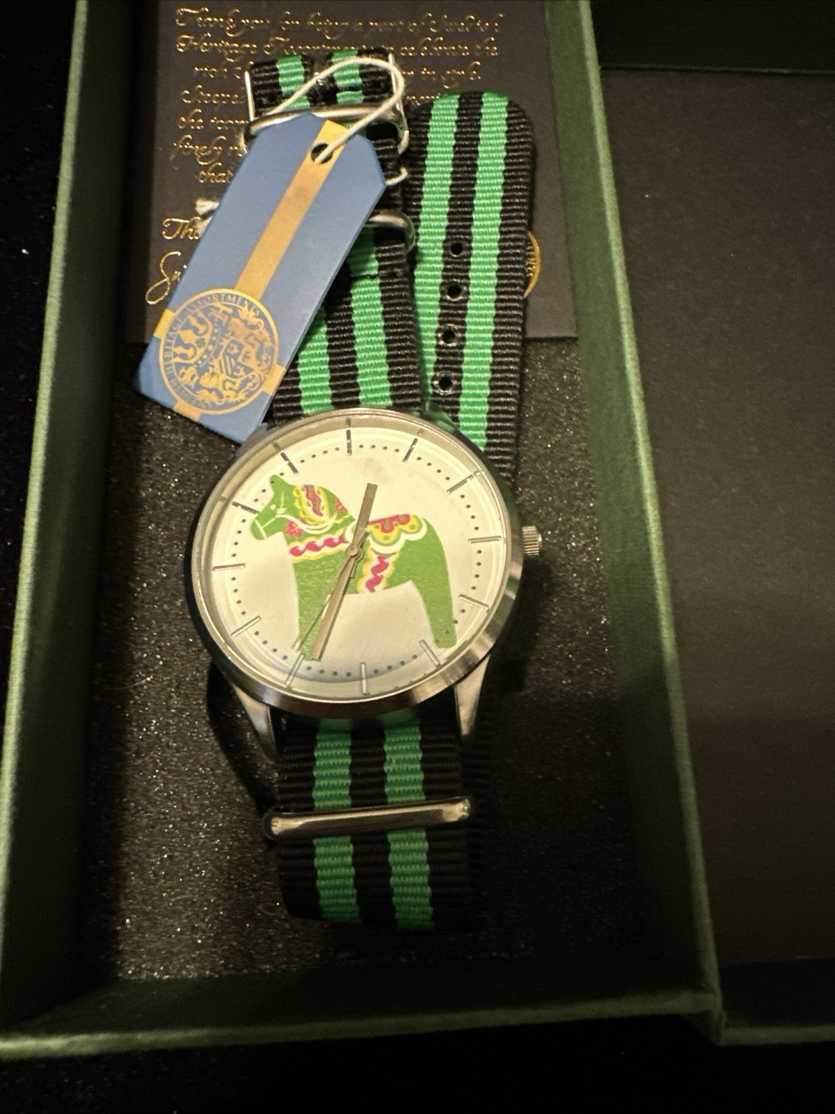 Vintage Limited Edition Dala Horse Swedish Heritage Wrist Watch Green Band New