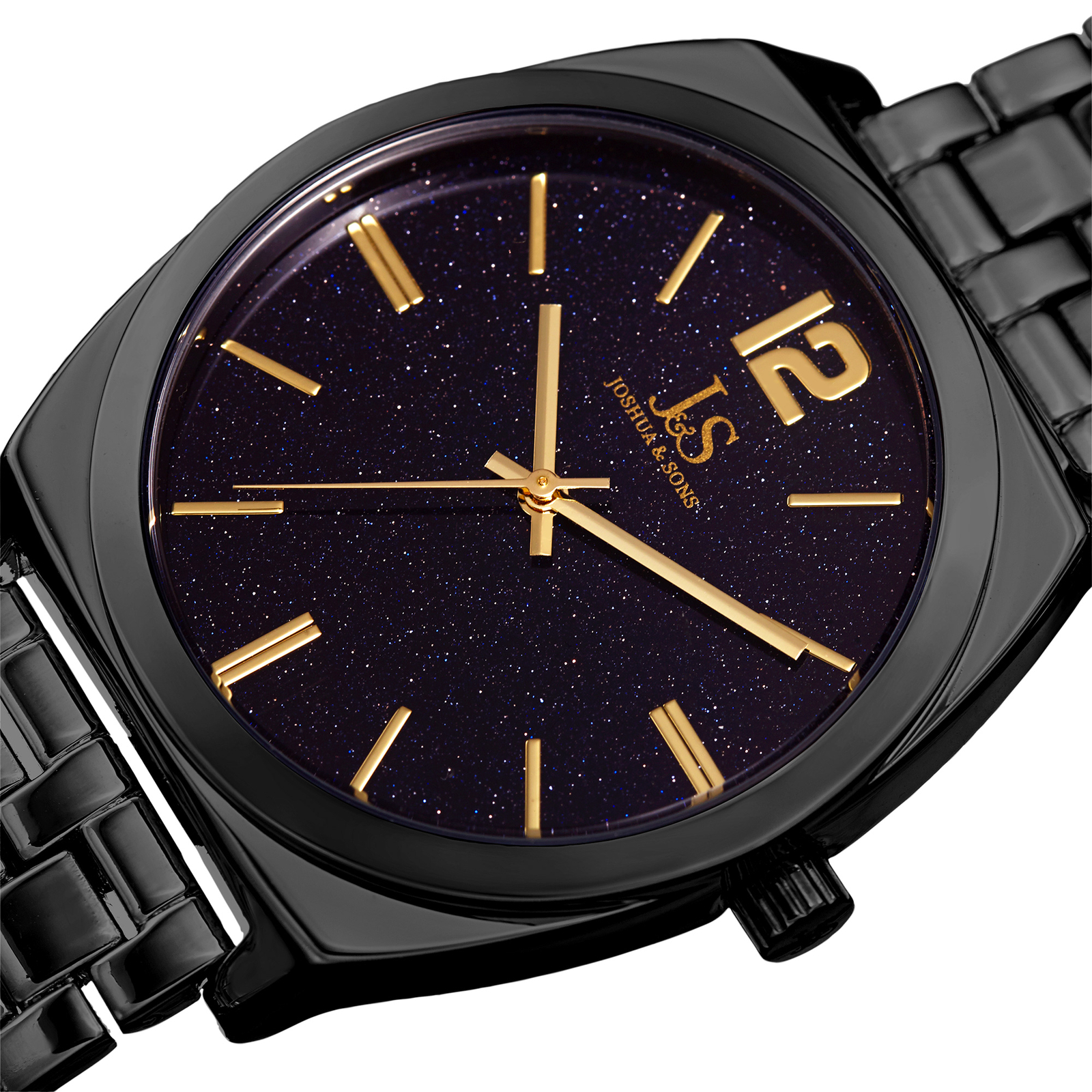 Men’s Joshua & Sons JX122BK Quartz Movement Genuine Stone Dial Bracelet Watch