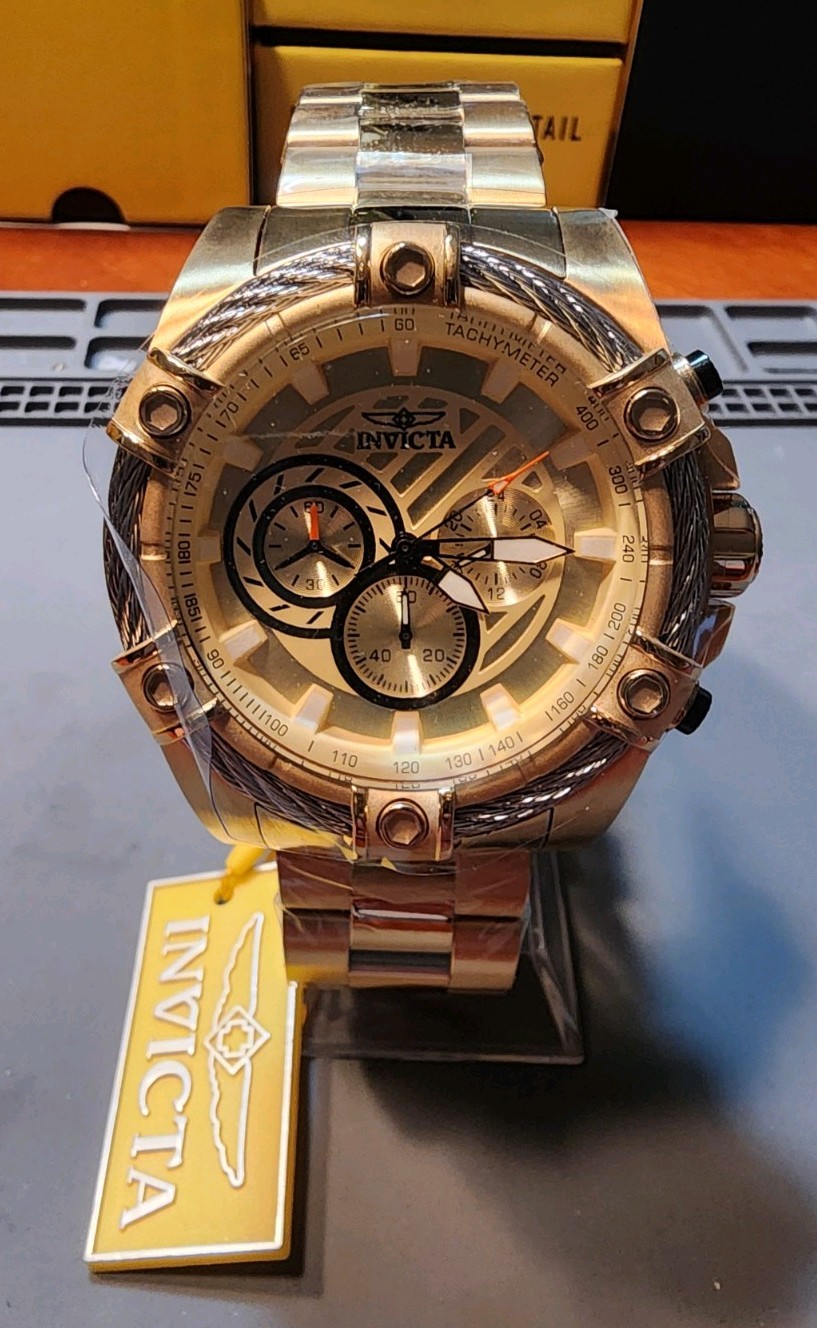 Invicta Bolt Ace Men’s Wristwatch 52mm Steel/Gold #48866 Brand New!