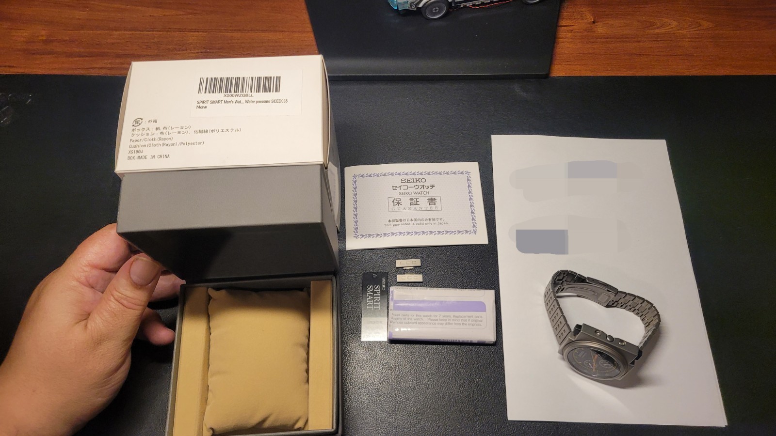 Seiko Giugiaro Design Quartz Chronograph 42mm SS Silver Bracelet Box Papers