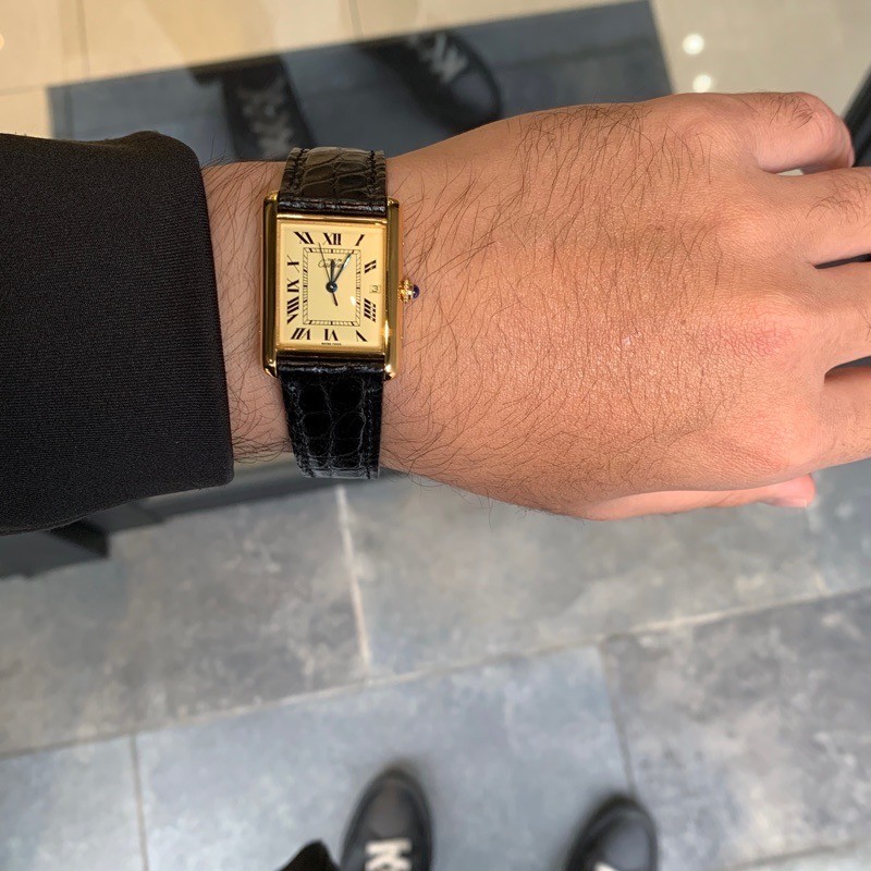CARTIER Must Tank XL Date 3-Hand Beige Roman Dial Gold mens Watches Watch
