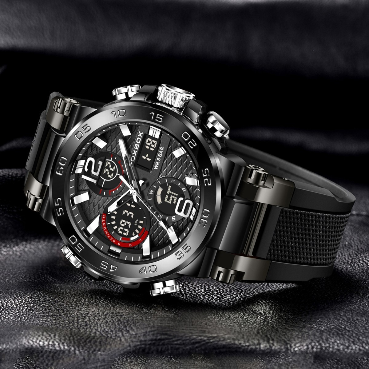 Men’s Watch Big Dial Quartz Digital Analog Luminous Waterproof Sports Wristwatch