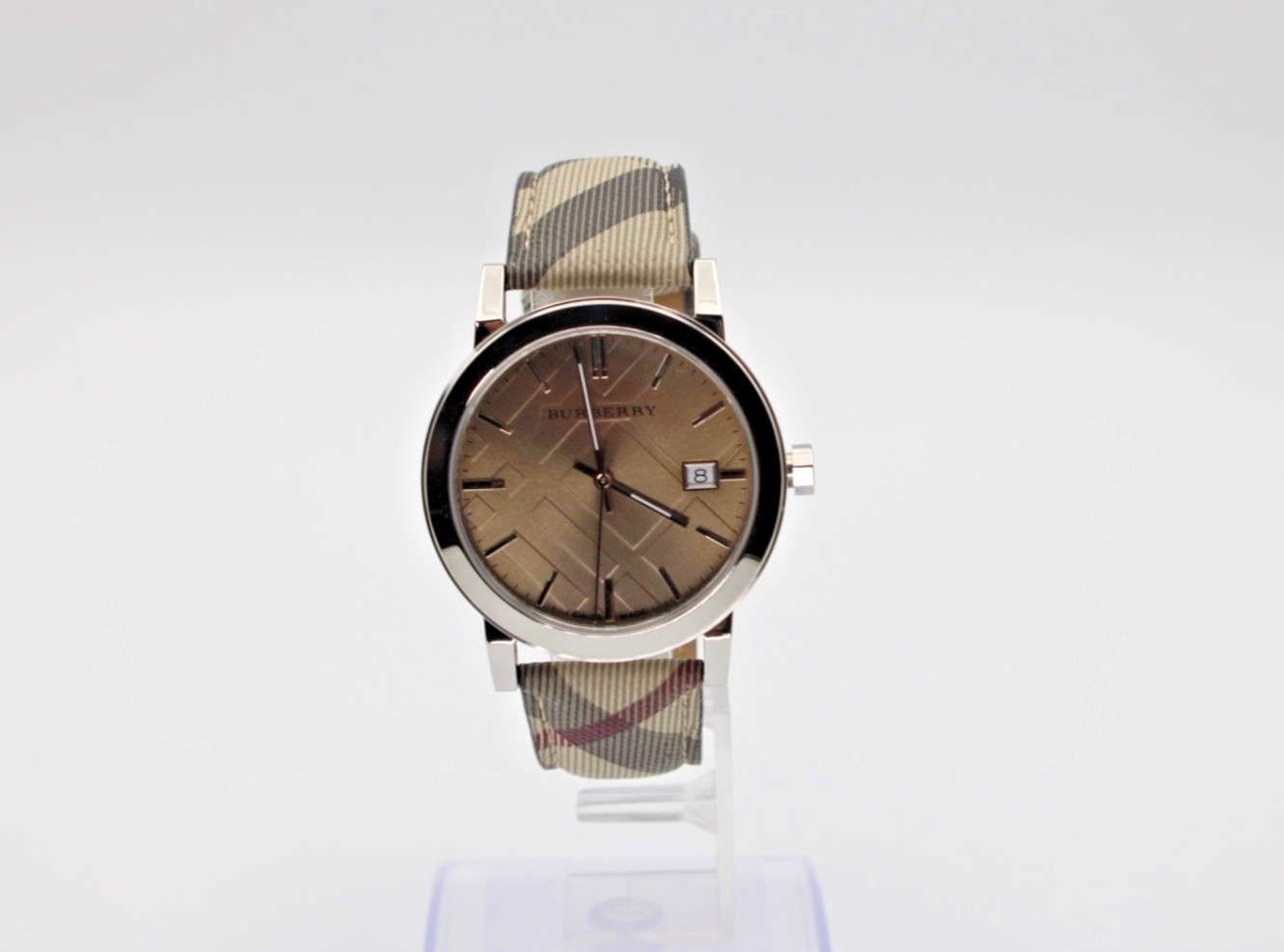 Burberry BU9029 38 MM The City Check Stainless Steel Unisex Swiss Watch