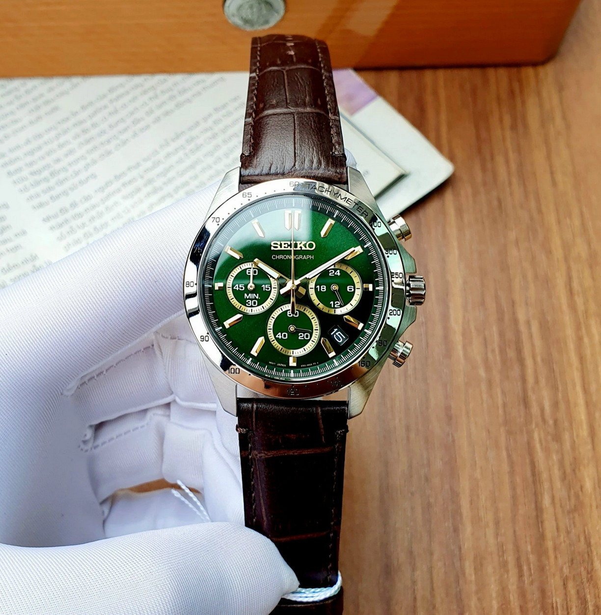 Seiko Spirit Chronograph Green Dial Stainless Steel Men’s Watch SBTR017