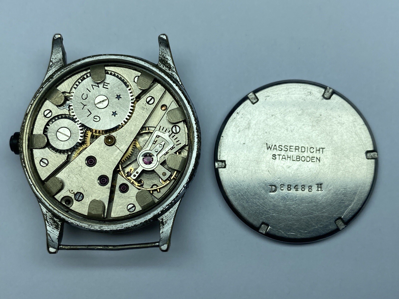 Rare German Military Watch GLYCINE D 88488 H, 1940s Wehrmacht for PARTS / REPAIR