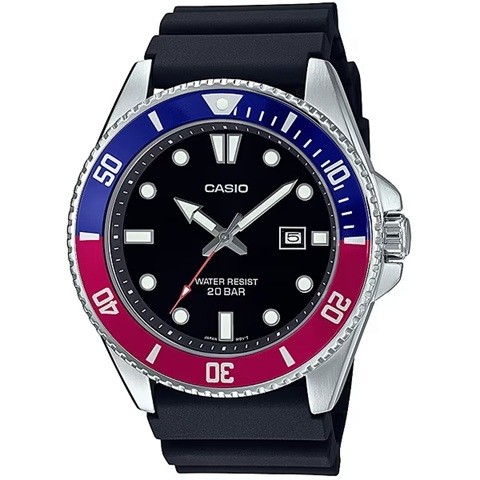 New CASIO Collection STANDARD MDV 107 1A3JF 20 ATM Water Resistant Pepsi Bezel M