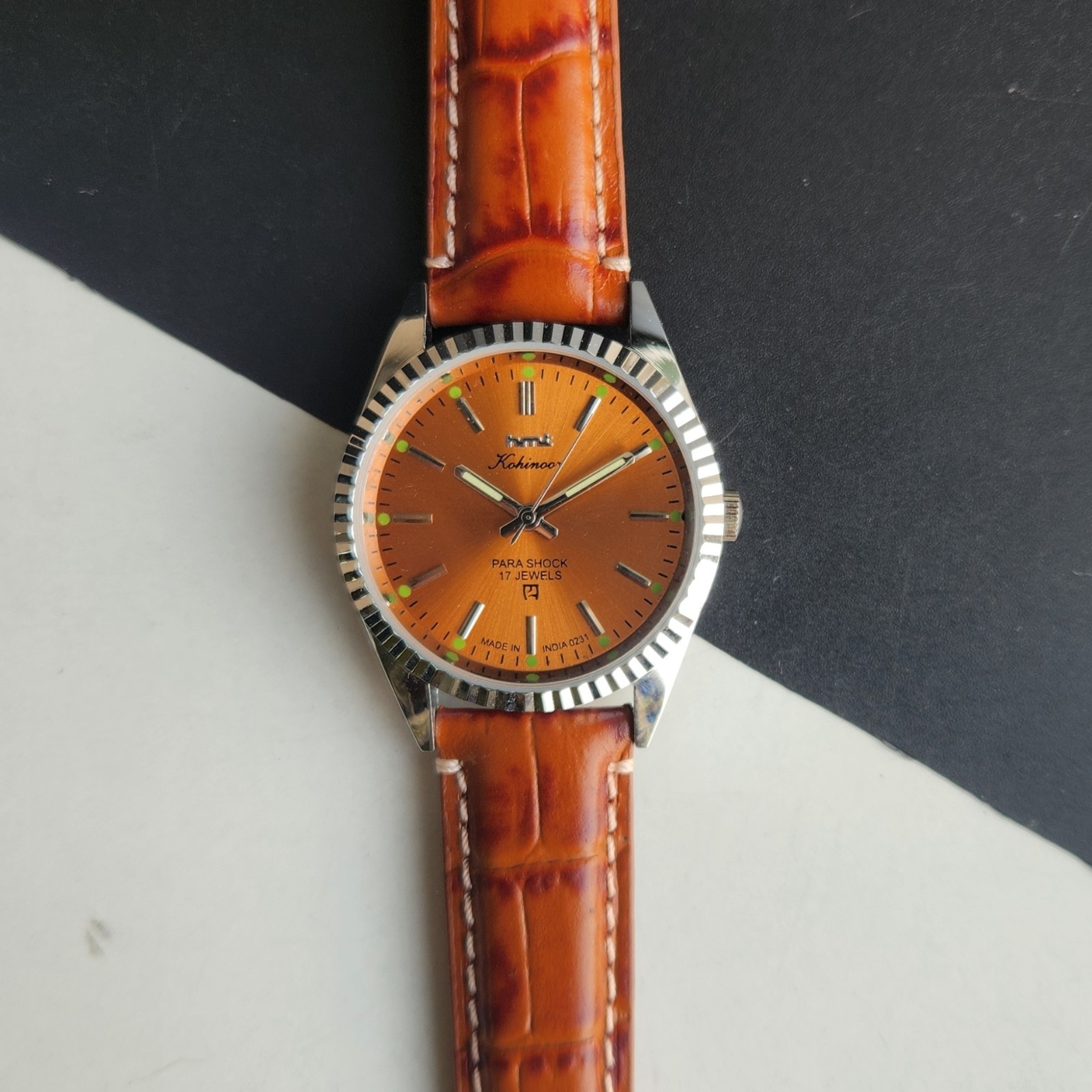 Vintage HMT Kohinoor Fluted Bezel Mechanical Hand Winding Wrist Watch A04