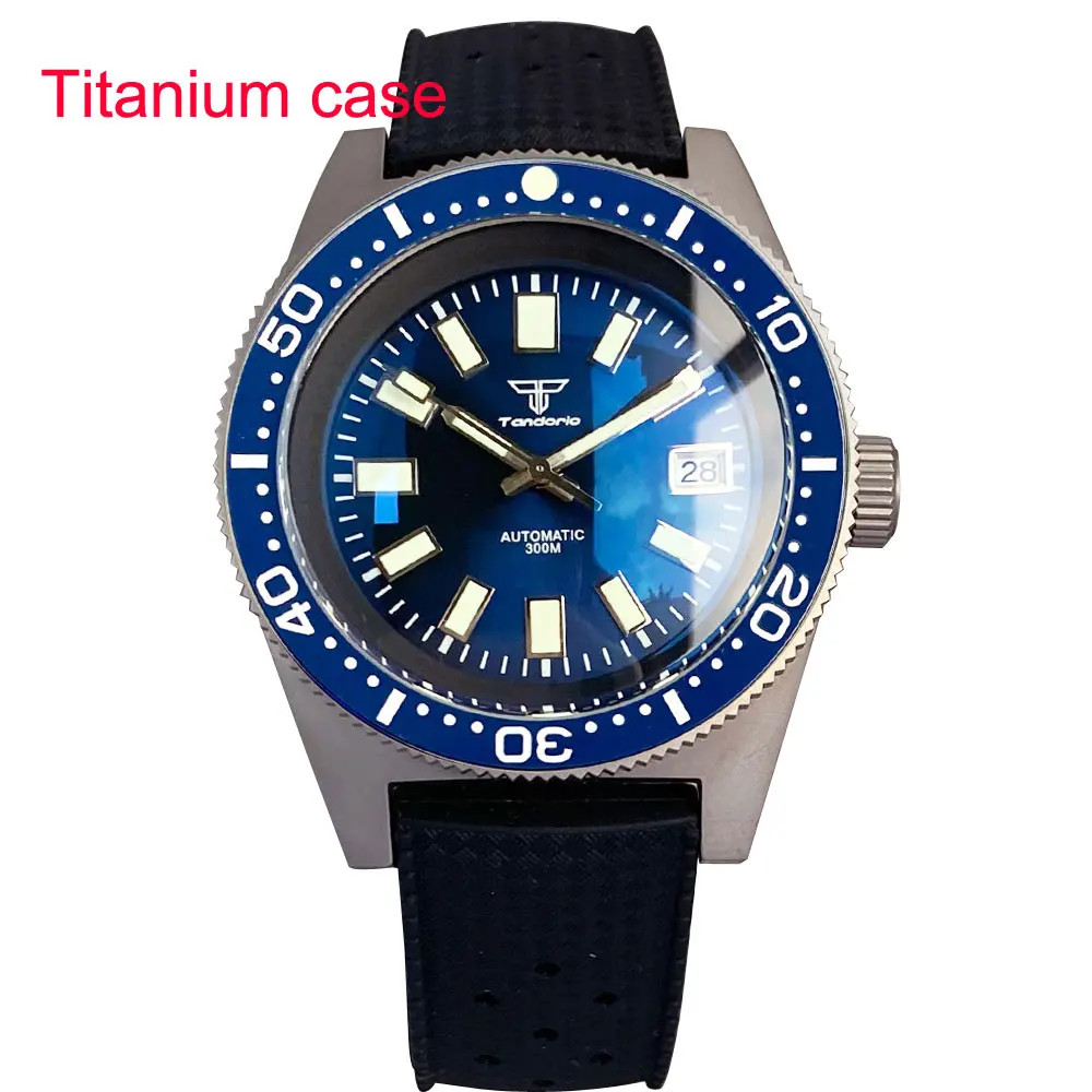 Tandorio 41mm Titanium Diving 62MAS Watch Black/Grey/Blue Dial NH35A PT5000 Move