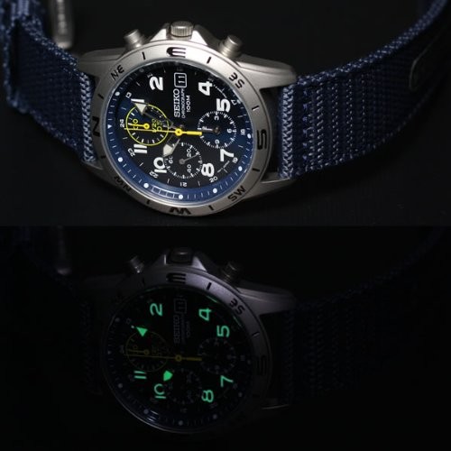 Seiko Chronograph SND379R Blue Dial Stailess Steel Quartz Men Watch NEW