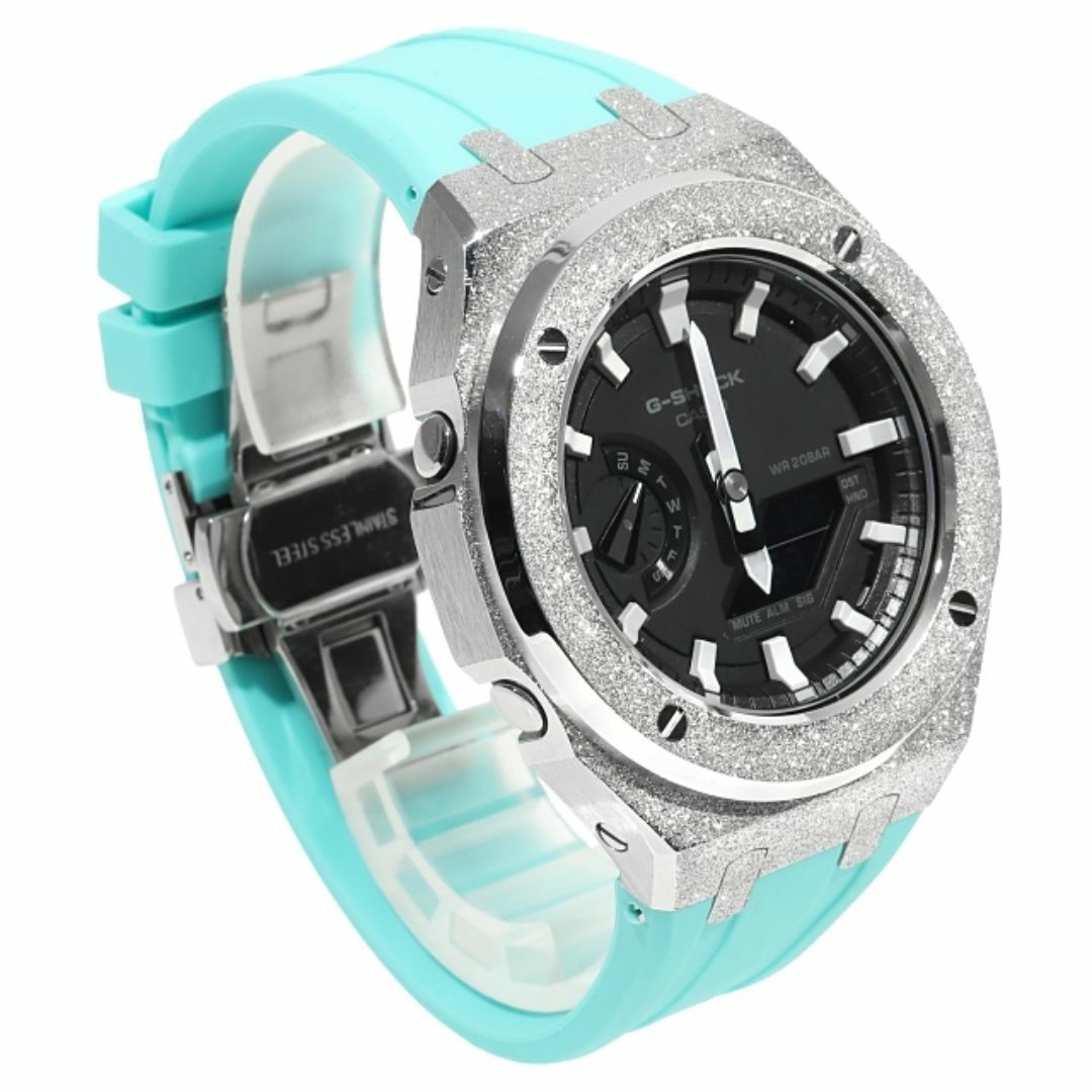 G-Shock GA2100 Custom Frosted Turquoise Rubber Band Casioak Stainless Steel Matt