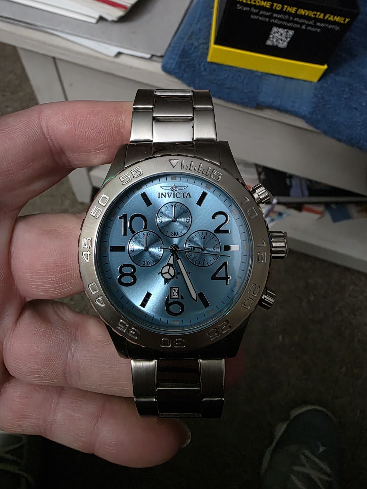 Invicta Men’s Watch #49097 Stainless Steel 50mm Baby Blue