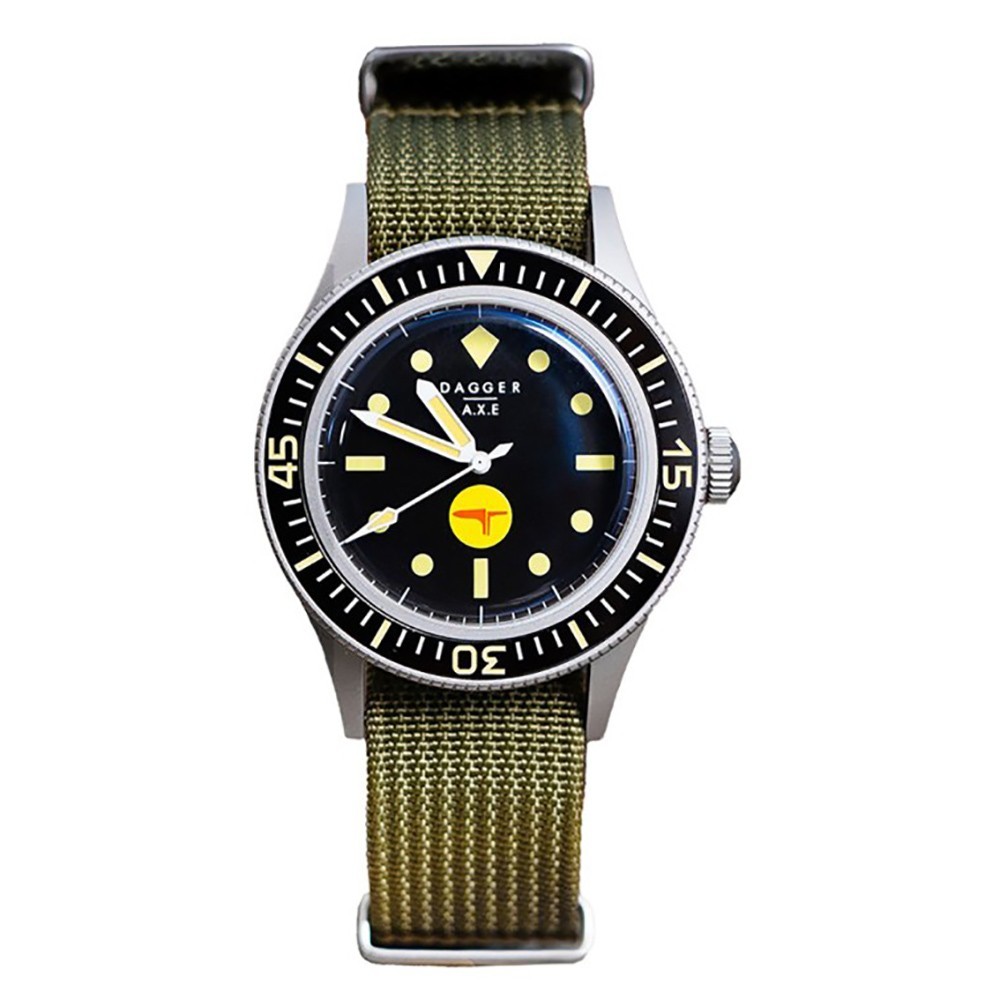 Dagger Axe Commando Mechanical Automatic Steel Black Green Diver Men’s Watch