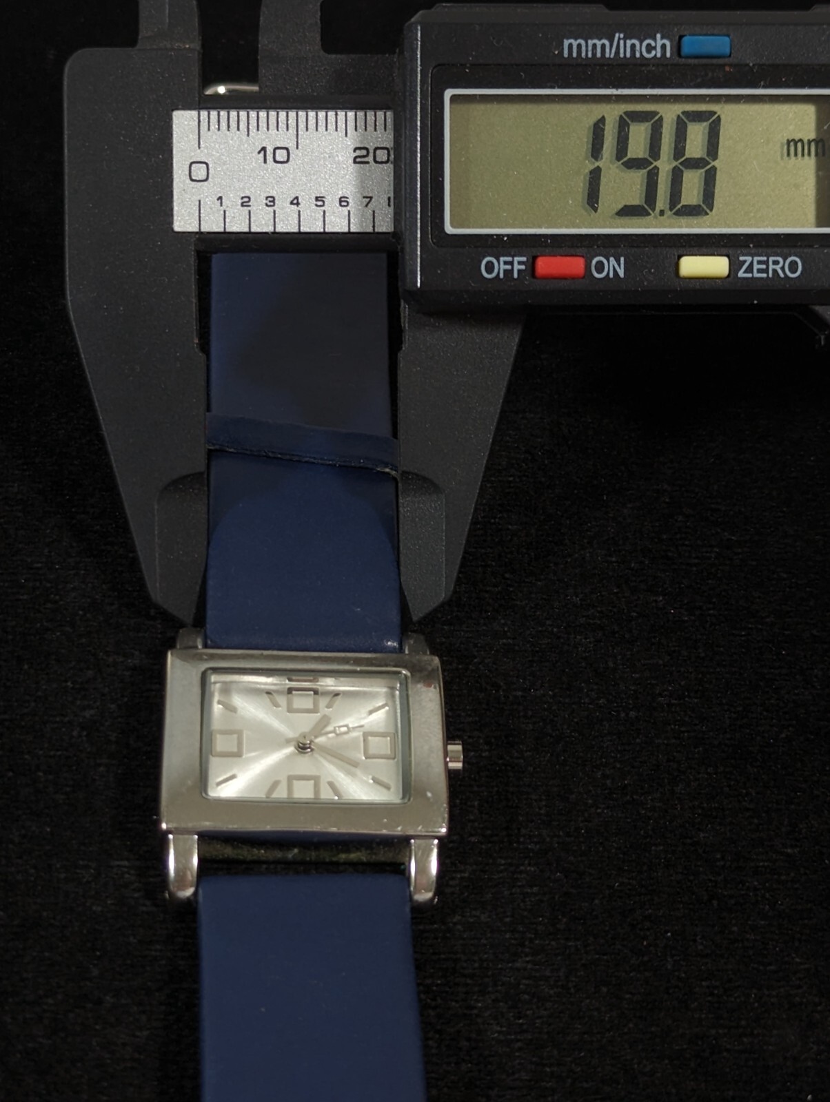 Coldwater Creek Silver Tone Dial Rectangle Case Blue Faux Leather Band Watch