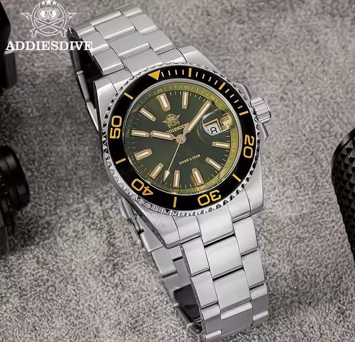 ADDIESDIVE 200M Dive Watch Japanese Quartz 41MM Ceramic Bezel Stainless Steel