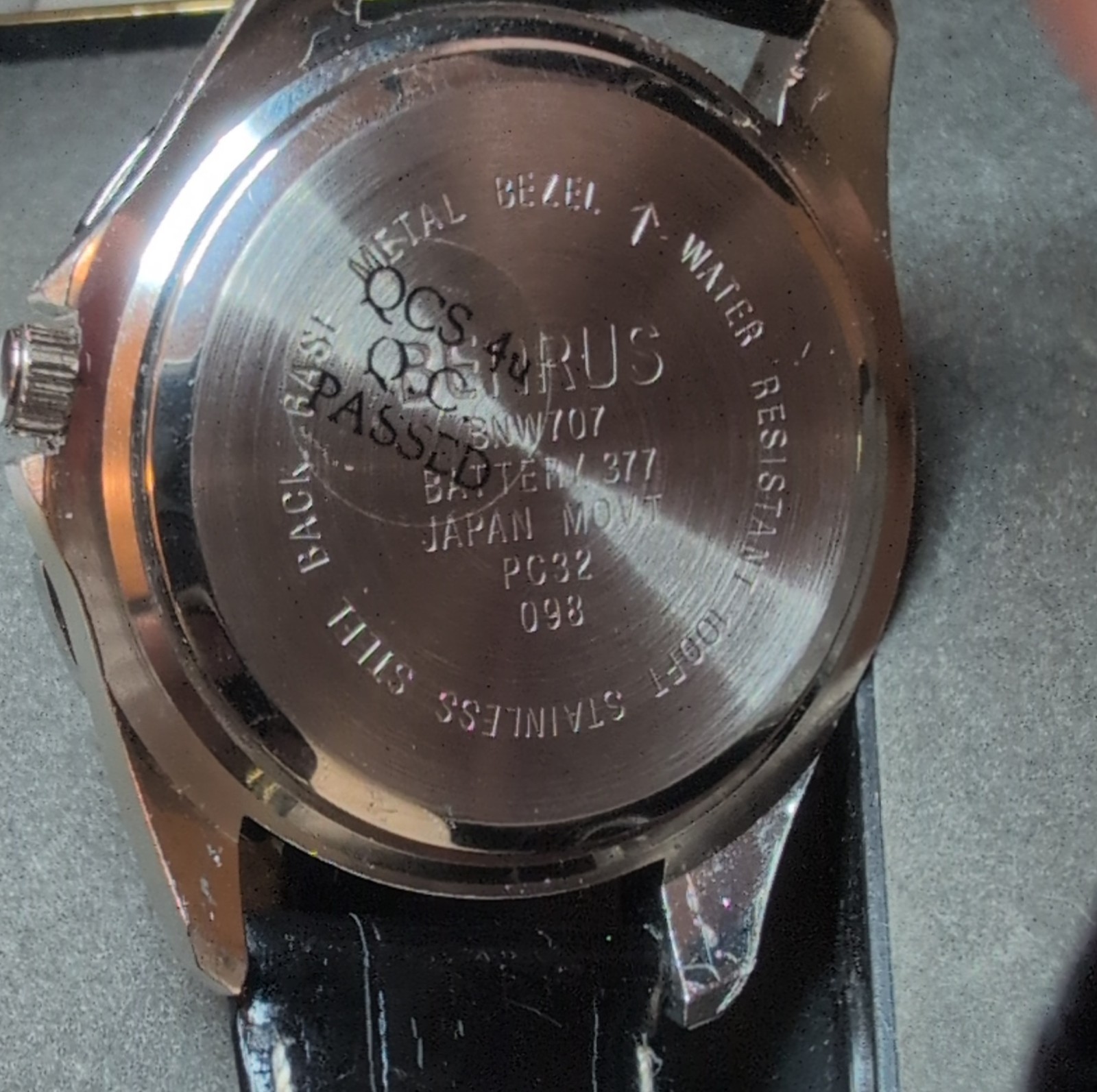 Benrus Men’s Quartz Wristwatch Black Dial Water Resistant Leather Band