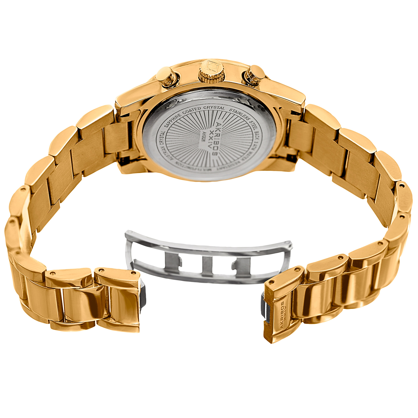Women’s Akribos XXIV AK926YG Multi-Function Pave Dial Gold Steel Bracelet Watch