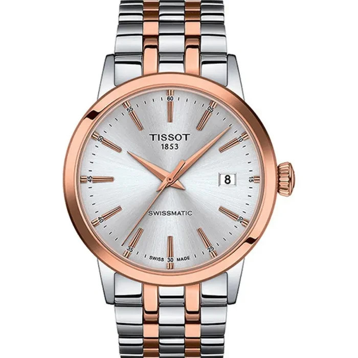 Tissot Classic Dream Swissmatic Silver Dial Rose Gold Two-Tone Men’s Watch New